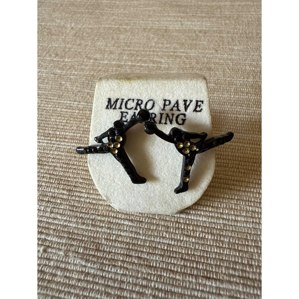 Black Micro Pave Michael Jordan Shoot Earrings Black With Crystal Details